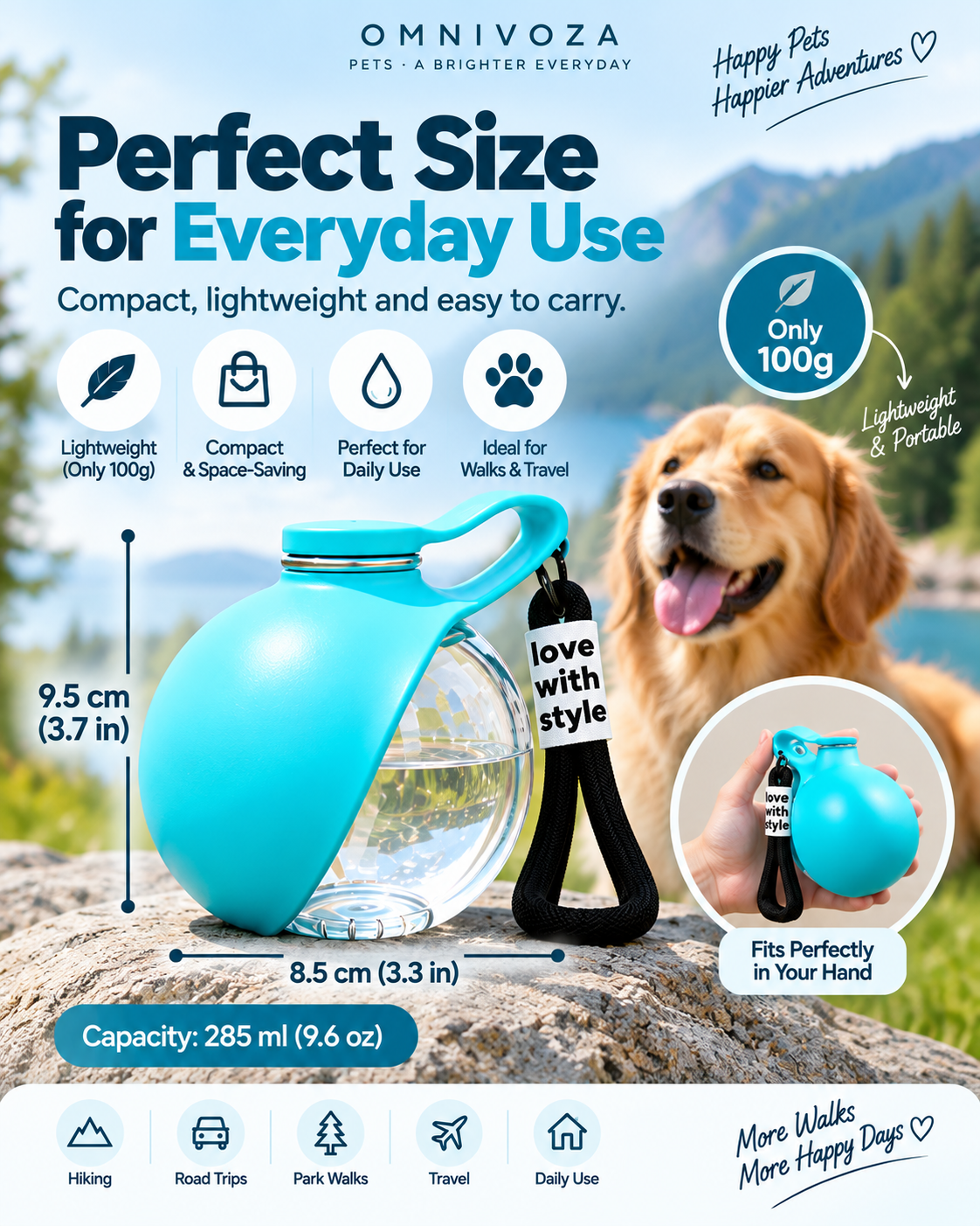 OMNIVOZA PET GO™ – Collapsible Dog Water Bottle